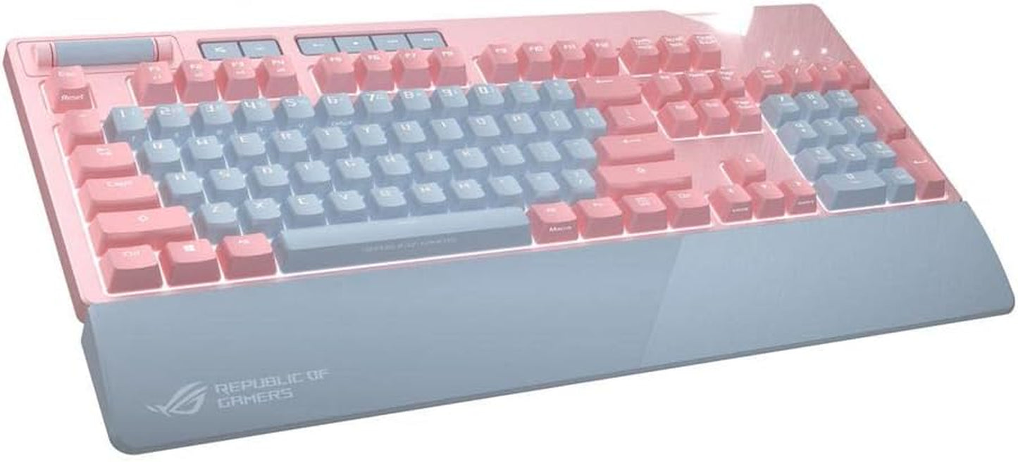 ROG Strix Flare Pnk (Cherry MX Red) Limited Edition Mechanical Gaming Keyboard with Switches, Aura Sync RGB Lighting, Customizable Badge, USB Pass through and Media CONTROLS